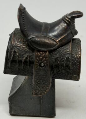 Vintage Diecast Metal Western Brown Horse Saddle Novelty Pencil Sharpener